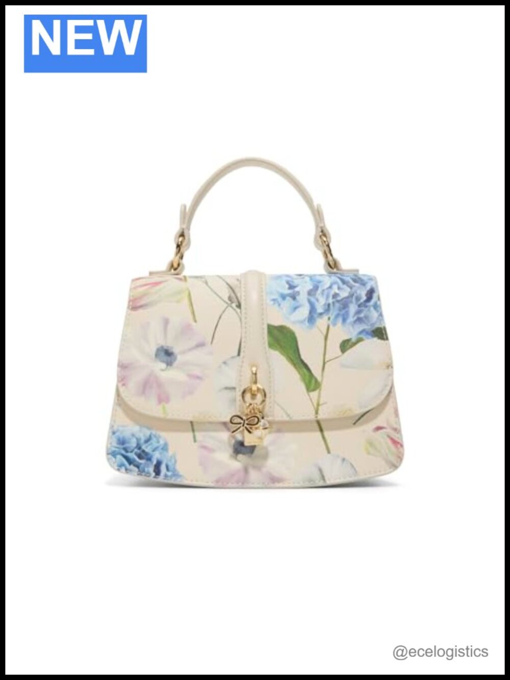 Structured Top Handle Satchel with Crossbody Strap, Floral Pattern,